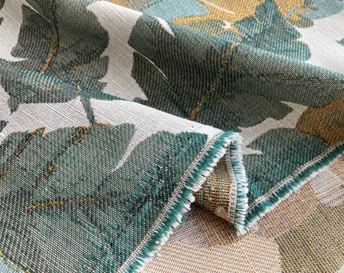 Jacquard theme tropical couleur vert