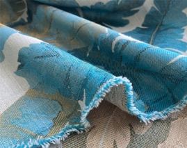 Jacquard theme tropical couleur bleu